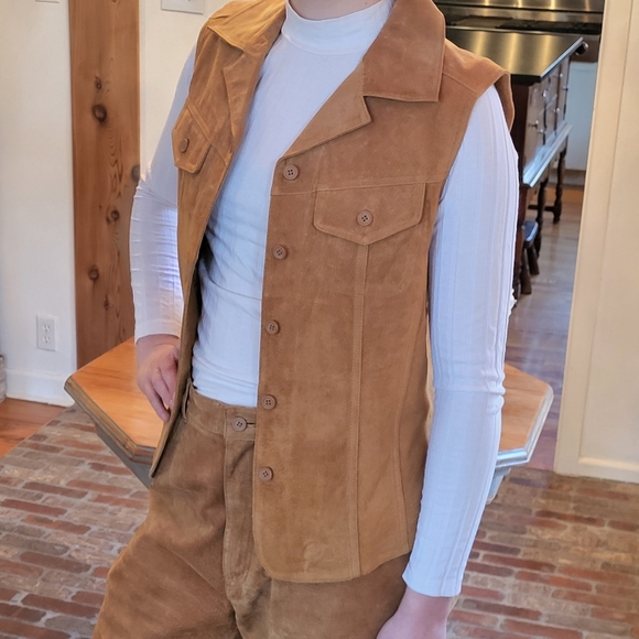 Bill Blass Jeans vtg suede leather pants and vest size 8 - Picture 2 of 12